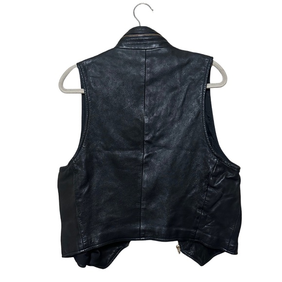 Vintage 100% Leather Donna Karan Gold Zip Up Vest With Collar - Picture 5 of 5